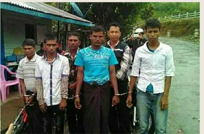Police arrested Rohingya men accused of travelling without permission in Arakan State